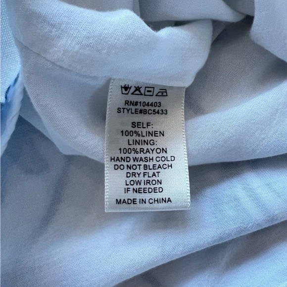 J.O.A. White Blue Floral Ruffle Cotton Cross Cold Shoulder Mini Dress M - Picture 8 of 10